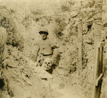 Skull found buried in the trenches, c1914-c1918. Artist: Unknown.