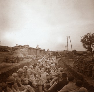 Troops in open train carriages, Genicourt, northern France, c1914-c1918. Artist: Unknown.