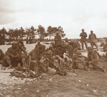 Rest stop, Champagne, northern France, c1914-c1918. Artist: Unknown.
