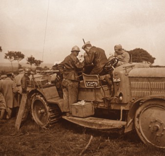 Use of the winch for barrage balloon, Somme, northern France, c1914-c1918.  Artist: Unknown.