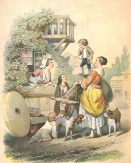 'A Chat with the Miller's Wife', late 18th-early 19th century? Artist: Unknown.