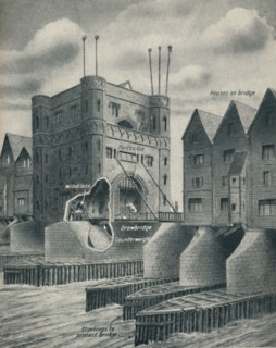 'The Drawbridge Defending London City', c1934. Artist: Unknown.