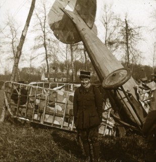 Jean Chaput in front of his 11th victory, c1914-c1918. Artist: Unknown.