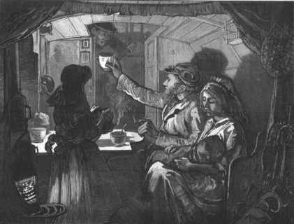 'Canal Life - Tea Time on a Monkey Boat', 1874. Artist: William Bazett Murray.