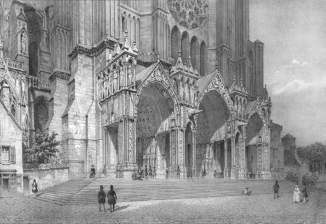 Chartres Cathedral, northern France, c1830s. Artists: Jean Jacottet, Philippe Benoist.