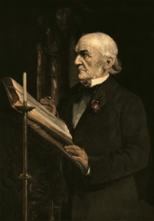 'Mr Gladstone reading the lesson in Hawarden Church', c1890s. Artist: Unknown.