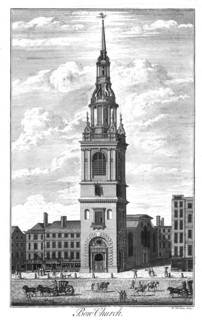 'Bow Church', c1700. Artist: William Henry Toms.