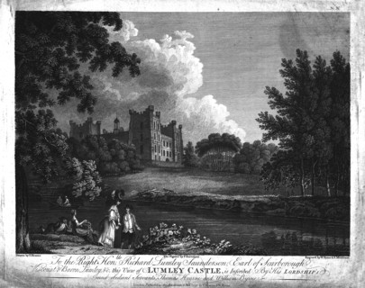 Lumley Castle, County Durham, c1779. Artists: William Byrne, Samuel Middiman.