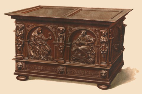 Oak chest, 1904. Artist: Shirley Slocombe.