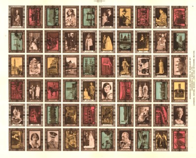 Sheet of 60 Cinderella stamps commemorating King George VI's coronation, 1937. Artist: Unknown.