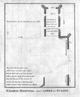 Plan of St James's Hospital near Lewes in Sussex, late 18th-early 19th century. Artist: Unknown.