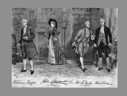 School for Scandal play at the Vaudeville Theatre, 1882. Artist: Unknown.