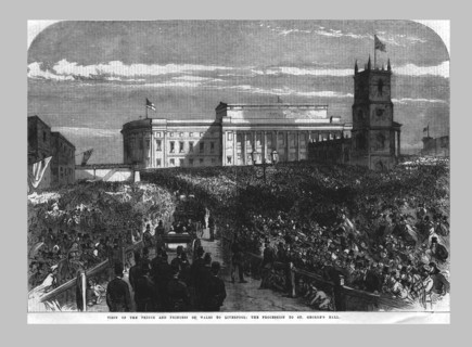 'Visit of the Prince and Princess of Wales to Liverpool. The Procession to St. George's Hall', 1865. Artist: Unknown.