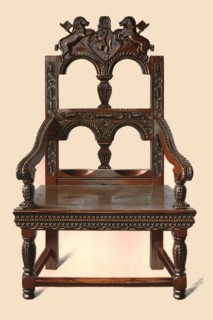 Oak Cacqueteuse chair, 1904. Artist: Shirley Slocombe.
