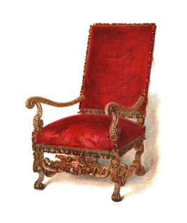 Upholstered chair, 1905. Artist: Shirley Slocombe.