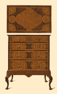 Chest of drawers inlaid with marquetry, 1905. Artist: Shirley Slocombe.