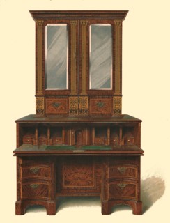 Walnut inlaid writing cabinet, 1905. Artist: Shirley Slocombe.