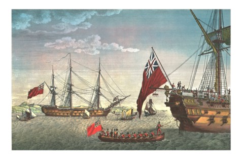 Napoleon goes aboard the Northumberland for his journey to St Helena, 8 August 1815, (c1850). Artist: Edme Bovinet.