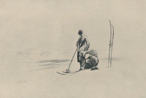 'The Ski-Runners', 1919. Artist: Claude Allin Shepperson.