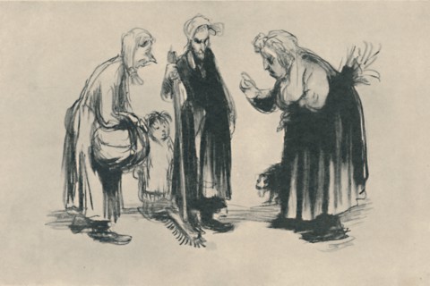 'Le Roman Chez La Portière', 1919. Artist: Jean Veber.