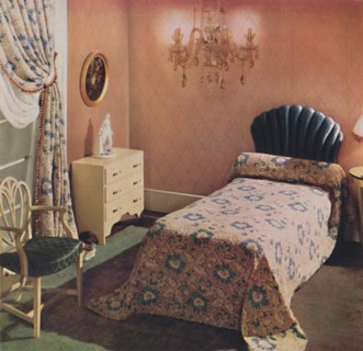 'A Vantona 'Court' bedcover gives a luxurious note to this bedroom', 1942. Artist: Unknown.