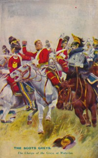 'The Royal Scots Greys. The Charge of the Greys at Waterloo', 1815, (1939). Artist: Unknown.