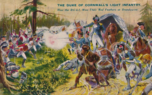 'The Duke of Cornwall's Light Infantry...at Brandywine', 1777, (1939). Artist: Unknown.