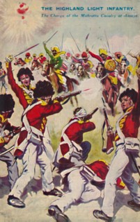 'The Highland Light Infantry. The Charge of the Mahratta Cavalry at Assaye', 1803, (1939). Artist: Unknown.