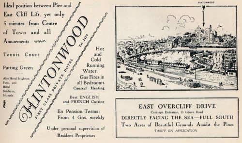 'Hintonwood - First Class Private Hotel', 1929. Artist: Unknown.