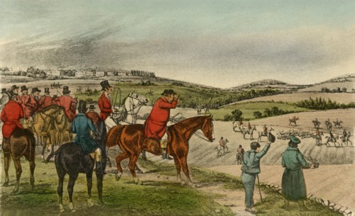 'Mr. Jorrocks telegraphs the Fox', 1838. Artist: Henry Thomas Alken.