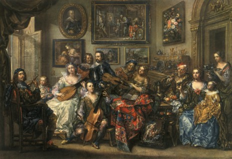 'Flute, lute, cello and violin; Johann Georg Platzer (1704-1761)', 1948. Artist: Johann Georg Platzer.