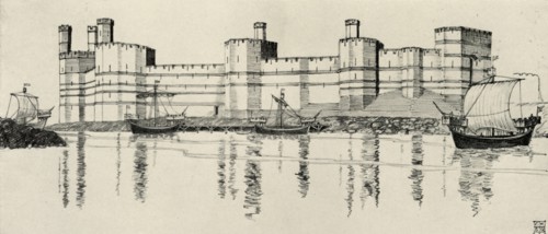 'Exterior of Caernarvon Castle, North Wales', (1931). Artist: Charles Henry Bourne Quennell.