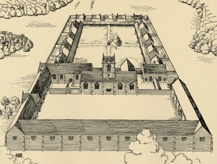 'Bird's-eye view of Carthusian Monastery', (1931). Artist: Charles Henry Bourne Quennell.