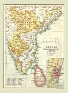 Map of Madras, Hyderabad, Mysore, Coorg and Ceylon, 1902.  Creator: Unknown.