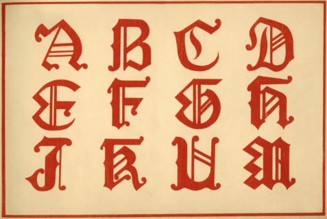 Alphabet, letters A-M, upper case. Artist: Unknown.