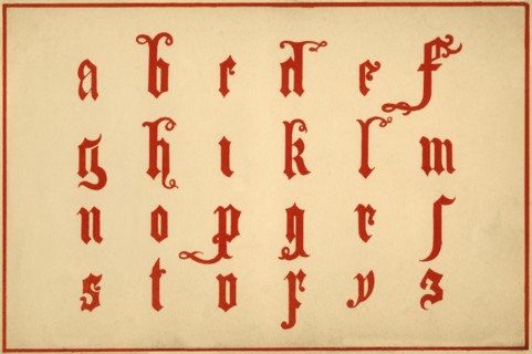 Alphabet, letters a-z, lower case. Artist: Unknown.