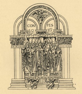'Gregory the Great, St. Benedict, and St. Cuthbert', 1908. Creator: Unknown.