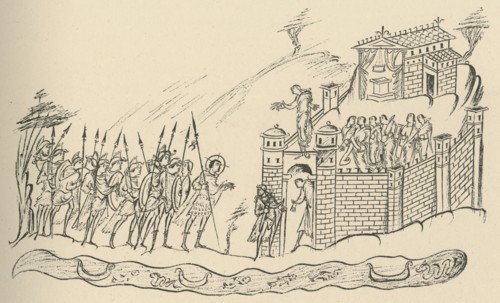 'Anglo-Saxon Warriors Approaching a Fort', 1908. Artist: Unknown.