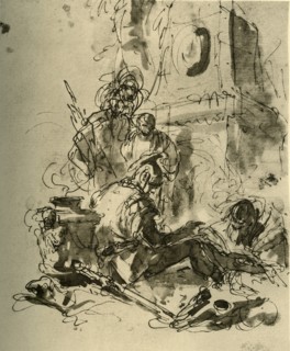 'A Soldier seated', mid 18th century, (1928). Artist: Giovanni Battista Tiepolo.