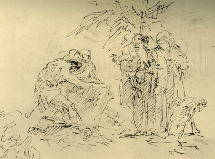 'The Opening of a Grave', mid 18th century, (1928).  Artist: Giovanni Battista Tiepolo.