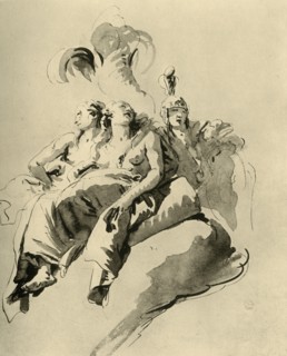 'Two young Women and a Soldier', mid 18th century, (1928). Artist: Giovanni Battista Tiepolo.