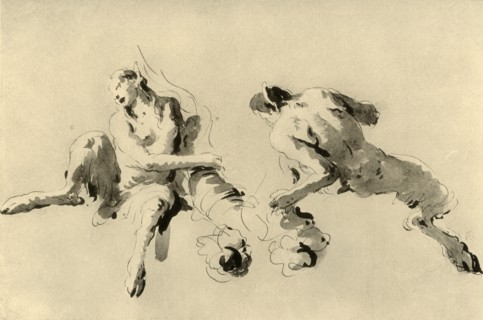 'Male and Female Faun with Cornucopeia', mid 18th century, (1928). Artist: Giovanni Battista Tiepolo.