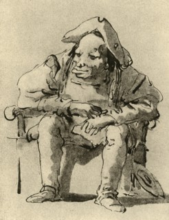 'Caricature of a man seated', mid 18th century, (1928). Artist: Giovanni Battista Tiepolo.