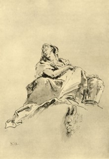'Young Woman sitting, holding a Jug by her side', mid 18th century, (1928). Artist: Giovanni Battista Tiepolo.