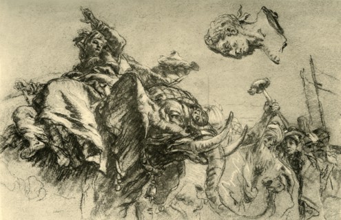 'Eastern woman on an elephant. A Roman Emperor's bust', 1752-1753, (1928). Artist: Giovanni Battista Tiepolo.