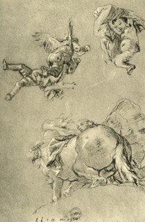 'Hovering Cupids and one of the Horae with a sun steed', 1752-1753, (1928). Artist: Giovanni Battista Tiepolo.