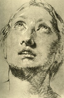 'Head of a Young Woman, looking up', c1755, (1928). Artist: Giovanni Battista Tiepolo.