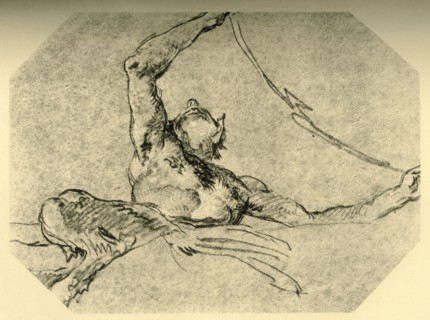 'Satyr holding up a festoon', c1761, (1928). Artist: Giovanni Battista Tiepolo.