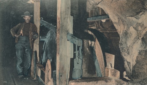 'In a Rand Mine - An end Tipler', early 20th century. Creator: Unknown.