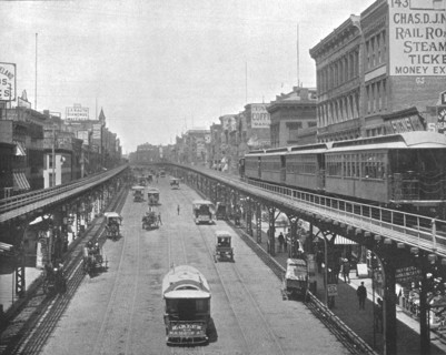 The Bowery, looking north, New York, USA, c1900.  Creator: Unknown.